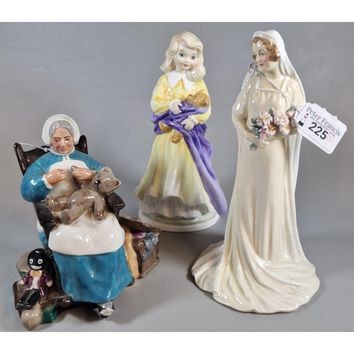 225 - Three Royal Doulton bone china figurines to include Charity HN3057 with certificate of authenticity,... 