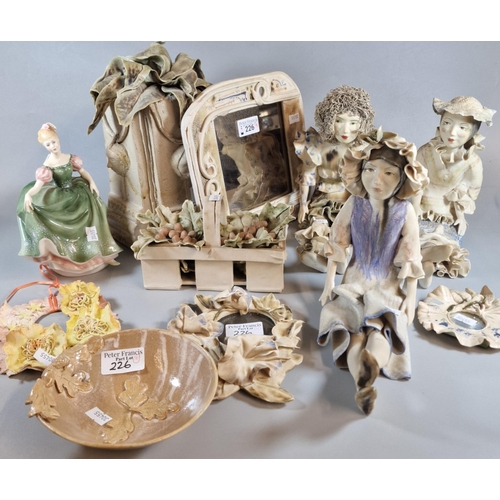 226 - Collection of mainly Art Pottery items by local Artist Gillian Still to include: figurines, mirrors,... 