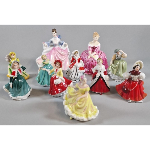 227 - Collection of Royal Doulton miniature bone china figurines to include: 'Festive Joy', 'Rebecca', 'Vi... 