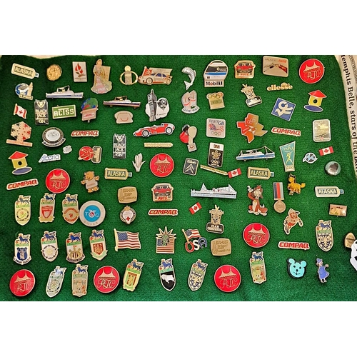 235 - Large collection of vintage enamel and other badges to include: the Olympic Games, Team GB, Motorola... 