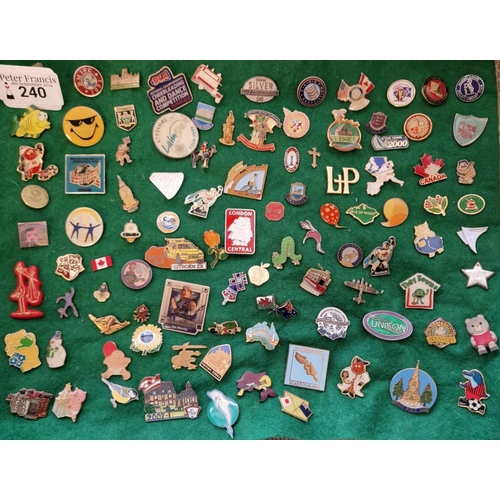 240 - Collection of enamel and other badges to include: Unison, Citroen ZX, Cheer Leading and Dance compet... 