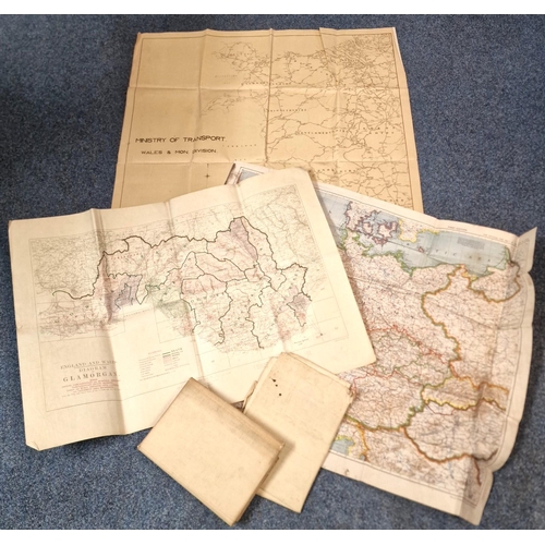 251 - Collection of maps to include: Ministry of Transport Wales and Mon Division, England and Wales diagr... 