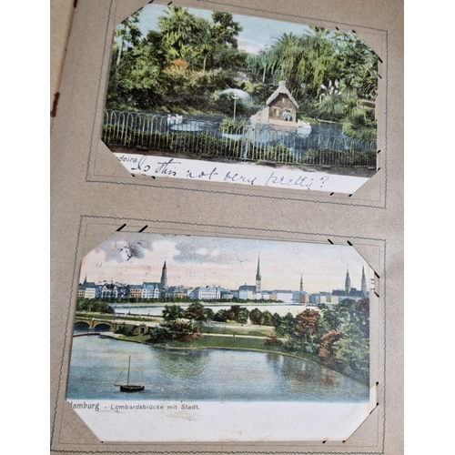 253 - Postcard album of various postcards including: topographical, slave cards, including Greetings from ... 