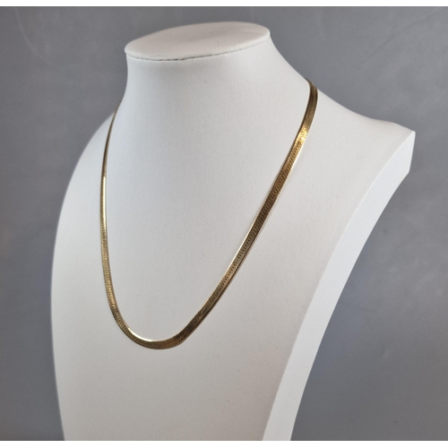 277 - 14ct gold herring bone necklace/chain. 10.5 g approx. 42cm long approx. (B.P. 21% + VAT)