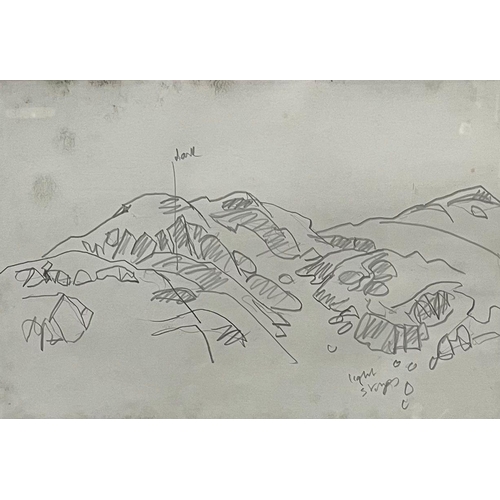 30 - Sir John Kyffin Williams, RA, KBE (Welsh 1918-2006), Snowdonia landscape. Pencil sketch, bearing the... 