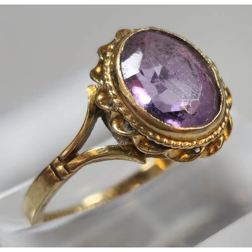 306 - 9ct gold and purple stone dress ring. 2.2g approx. Size M. (B.P. 21% + VAT)