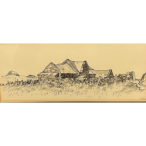 31 - After Sir John Kyffin Williams, RA, KBE (Welsh 1918-2006), 'Bodorgan Farm Buildings, Anglesey'. Mono... 