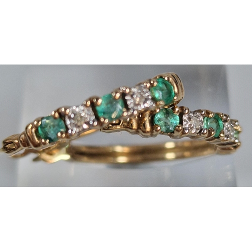 332 - Pair of 9ct gold diamond and emerald five stone earrings. 2.6g approx. (B.P. 21% + VAT)