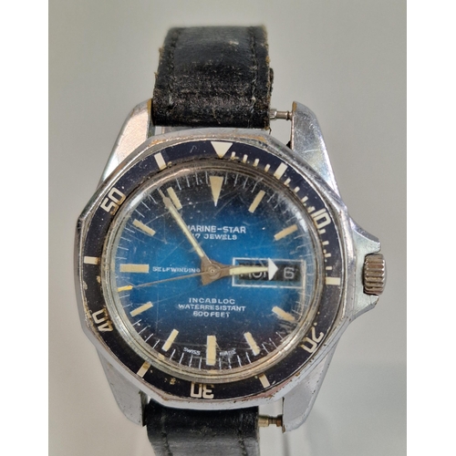 339 - Marine - Star 'Self winding' diver's style wristwatch with blue face, having Baton numerals, sweep s... 