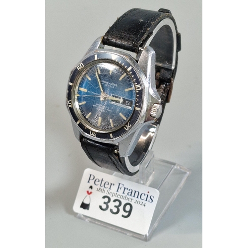 339 - Marine - Star 'Self winding' diver's style wristwatch with blue face, having Baton numerals, sweep s... 