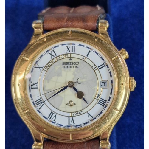 347 - Two Seiko wristwatches to include: Seiko gold plated perpetual calendar gentleman's wristwatch with ... 