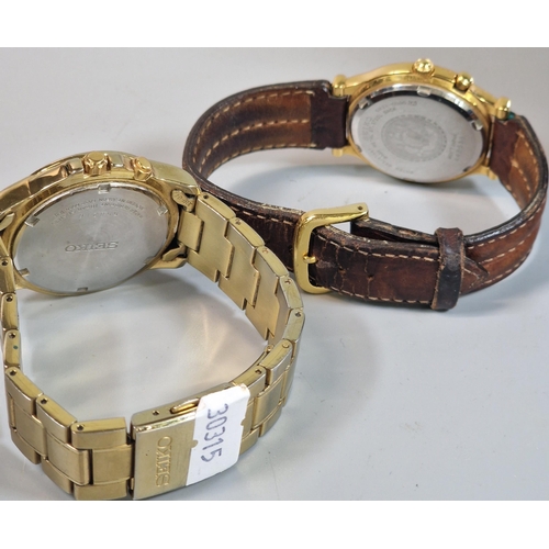 347 - Two Seiko wristwatches to include: Seiko gold plated perpetual calendar gentleman's wristwatch with ... 