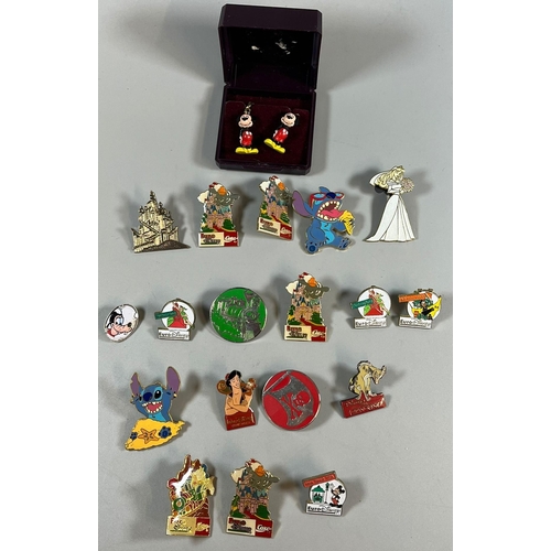 357 - Collection of Euro Disney enamel badges including: Peter pan, Mickey Mouse, Pirates of the Caribbean... 