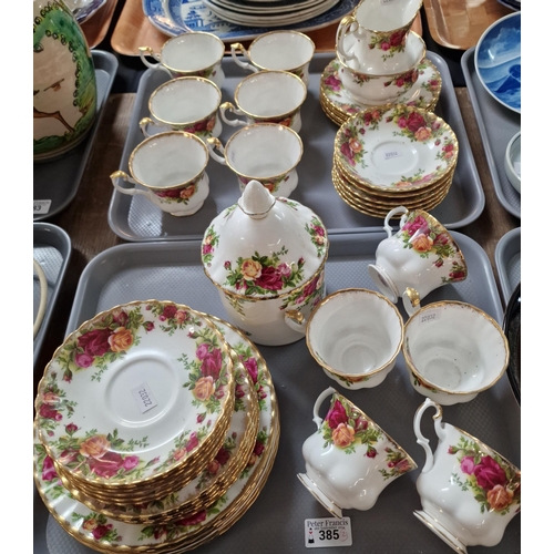 385 - Two trays of Royal Albert 'Old Country Roses' design teaware. (2) (B.P. 21% + VAT)