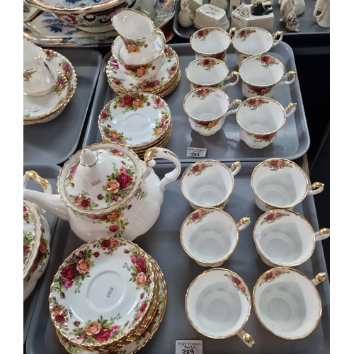 389 - Six trays of Royal albert 'Old Country Roses' tea and dinnerware items. (6) (B.P. 21% + VAT)