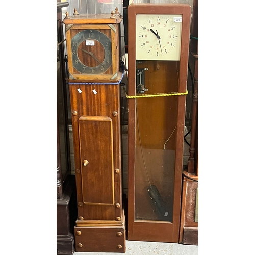 409 - Gent of Leicester long case time clock together with another hobbyist made Grandmother clock. (2) (B... 