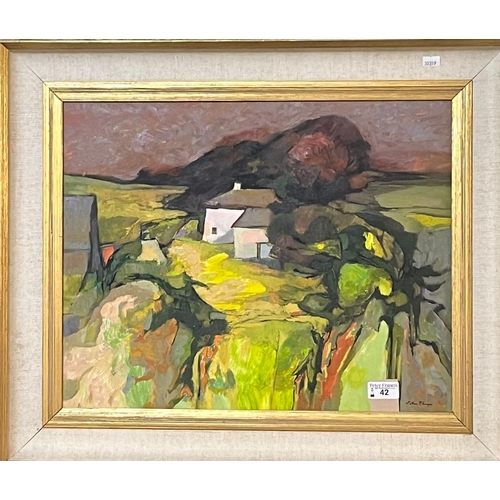 42 - John Elwyn (Welsh 1916-1997), 'In the Hill's Elbow', signed and signed and dated 1977 verso. Nationa... 