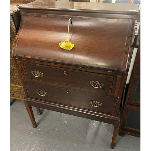 442 - Late 18th / early 19th century, probably continental, mahogany banded full front writing bureau with... 