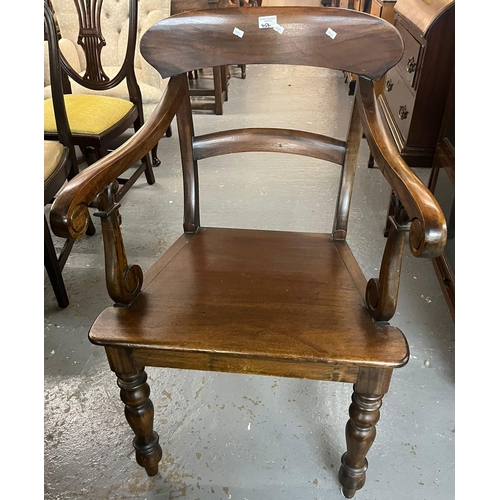 454 - Three Victorian chairs to include: two dining chairs, splat back and padded crown back together with... 