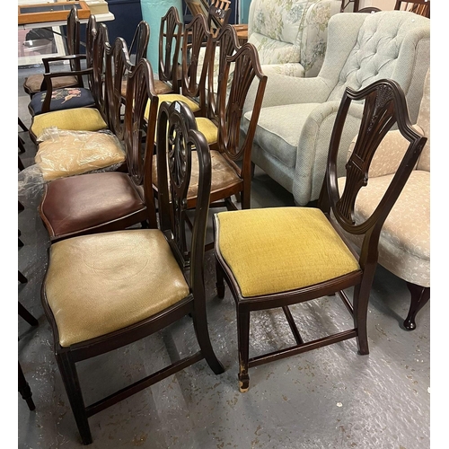 459 - Harlequin set of 19th century mahogany Hepplewhite style dining chairs with drop in seats, together ... 