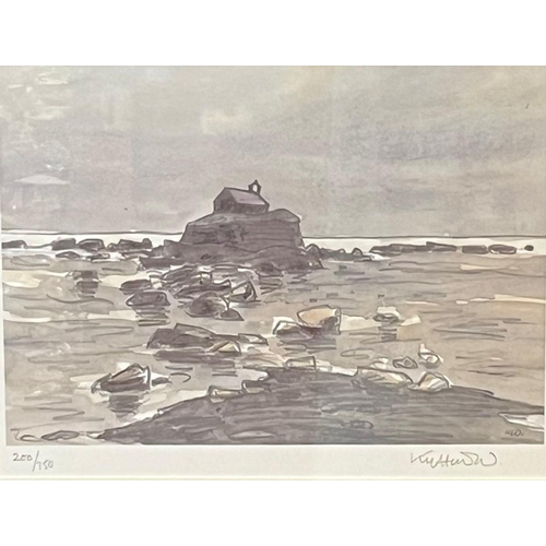 46 - After Sir John Kyffin Williams, RA, KBE (Welsh 1918-2006), St Cwyfan's Island and Church off the coa... 