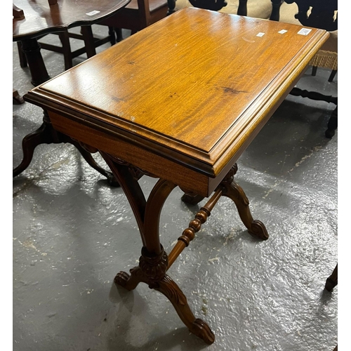 488 - Reconstructed mahogany rectangular occasional table on 19th century base. 55cm width approx. (B.P. 2... 