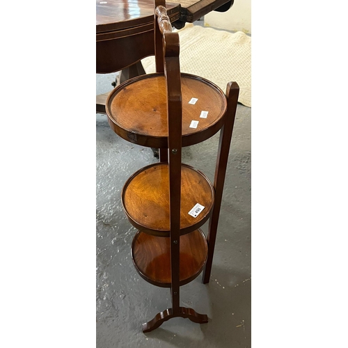 490 - Mid century three tier folding cake stand. (B.P. 21% + VAT)