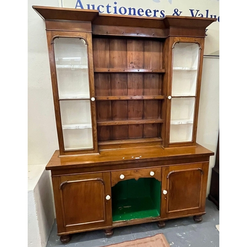 503 - Late Victorian Welsh oak cabinet back dog kennel dresser. 156cm wide approx. (B.P. 21% + VAT)