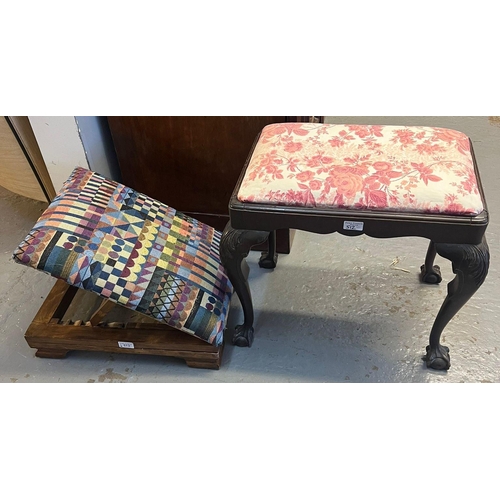 512 - 18th century mahogany stool with moulded cabriole legs on claw and ball feet and drop in seat togeth... 