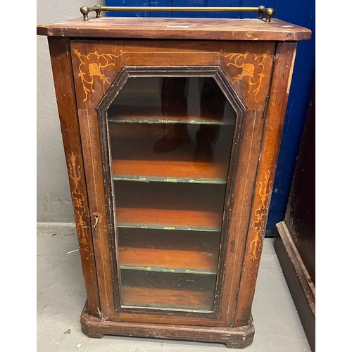 514 - Late Victorian inlaid music cabinet with brass galleried back. (B.P. 21% + VAT)