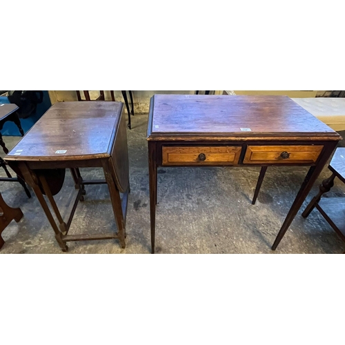 539 - Group of assorted furnishing items to include: gate leg tea table, stick stand, octagonal oak coffee... 