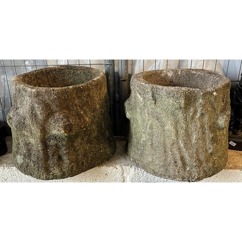 546 - Pair of reconstituted stone naturalistic planters. (2) (B.P. 21% + VAT)