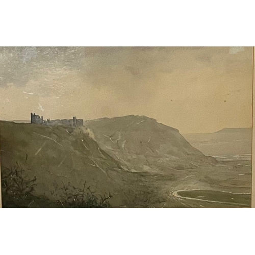 62 - Garth C Thomas (20th century Welsh), coastal scene with clifftop castle, signed and dated 1983. Wate... 