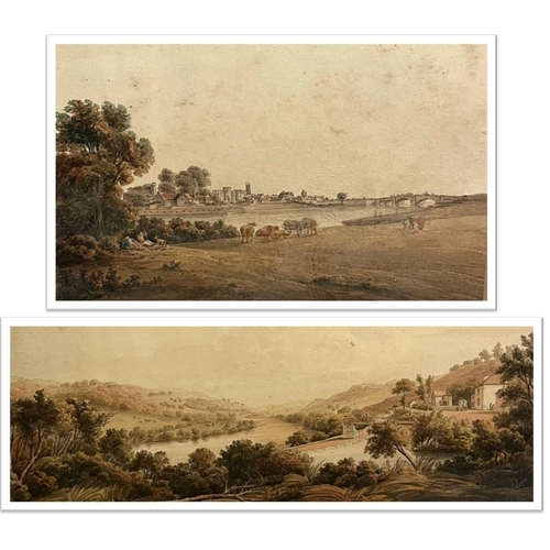 70B - Attributed to Thomas Horner (British 1785 - 1844), 'Cardiff', view across the River Taff, together w... 