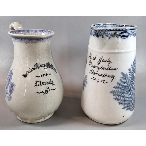 73 - Two 19th century Llanelly Pottery jugs, one in the 'Fern' pattern marked 'A. Gealy, Branyberllan Lla... 