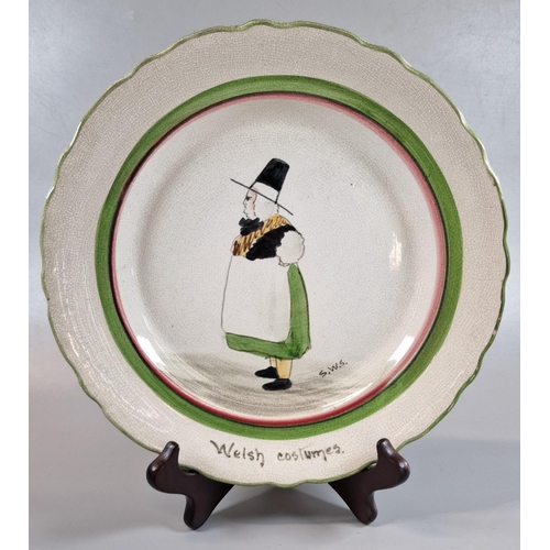 77 - 19th century Llanelly Pottery plate, by Shufflebotham, with figure of Mari Jones of Bala, 'Welsh Cos... 