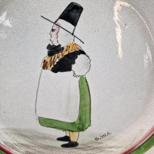 77 - 19th century Llanelly Pottery plate, by Shufflebotham, with figure of Mari Jones of Bala, 'Welsh Cos... 