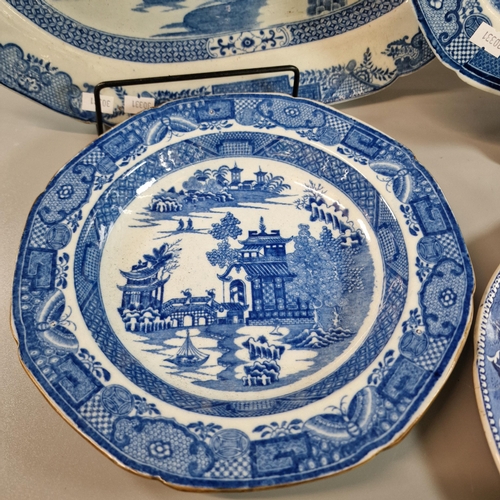 82 - Collection of 19th century transfer printed blue and white Dillwyn & Co Swansea items to include: co... 