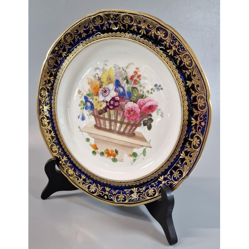 86 - 19th century Swansea porcelain plate, from the Lysaght Service, painted with a bouquet of flowers in... 