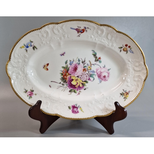 89 - 19th century Nantgarw porcelain dish, of oval form from the Brace type service, hand-painted with a ... 