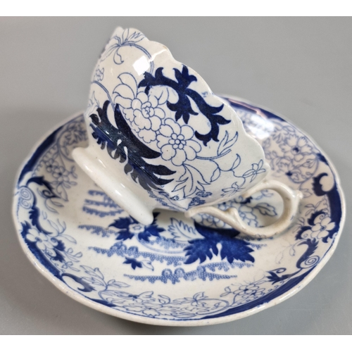 92 - 19th century blue and white transfer printed cup and saucer in the 'Amherst Japan' pattern. (B.P. 21... 