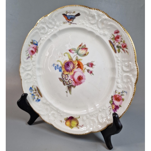 93 - 19th century Nantgarw porcelain plate from the Brace service, hand-painted with a bouquet of flowers... 