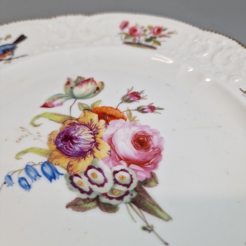 93 - 19th century Nantgarw porcelain plate from the Brace service, hand-painted with a bouquet of flowers... 