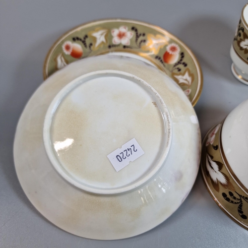 94 - Collection of 19th century Swansea porcelain cups and saucers to include: large tea cup, two coffee ... 