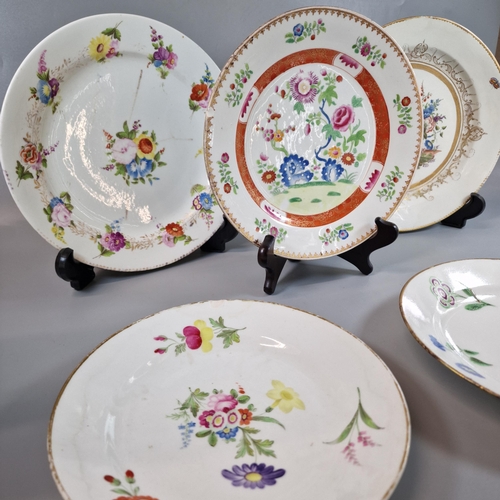 95 - Collection of five 19th century Swansea porcelain plates to include: three Trident, 'Famille Rose' a... 