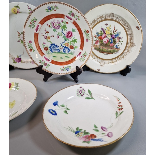 95 - Collection of five 19th century Swansea porcelain plates to include: three Trident, 'Famille Rose' a... 