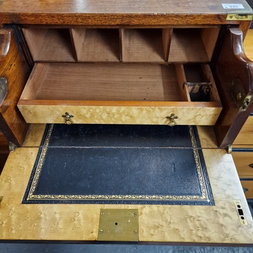 445 - Victorian teak military Campaign Chest, having brass corners, bands and recessed handles, in two sec... 