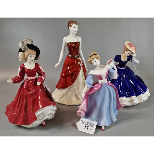 11 - Four Royal Doulton bone china figurines to include: Pretty Ladies of the Year 2007 'Patricia', 'Emil... 