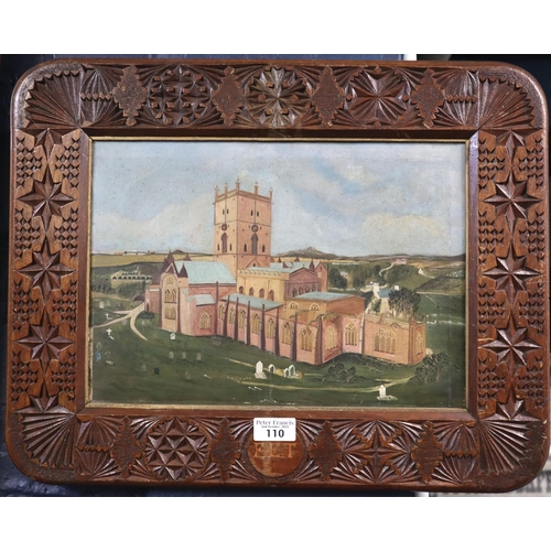 110 - Victorian oils on canvas of St David's Cathedral, St David's Pembrokeshire. In good quality chip car... 