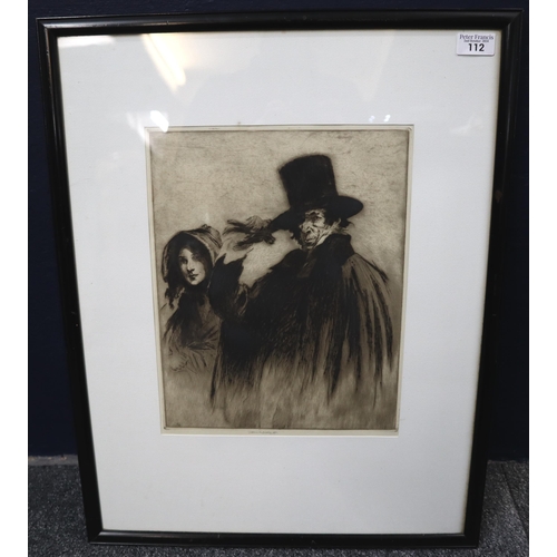 112 - Frank Edward Gillett, black and white etching - 'The Guardian'. Signed in pencil. 35x28cm approx. Fr... 